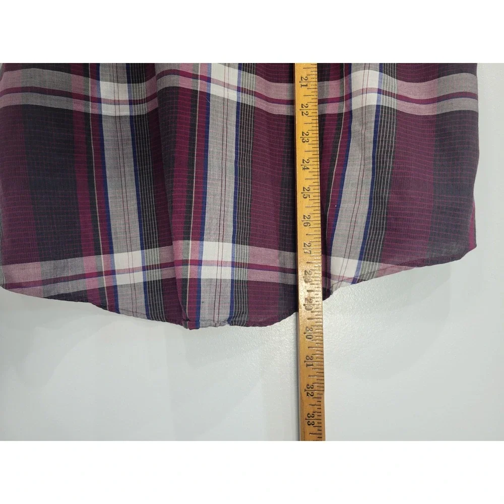 Rock Creek Ranch Mens Short Sleeve Western Snap Plaid Shirt Burgundy‎ Grey XL